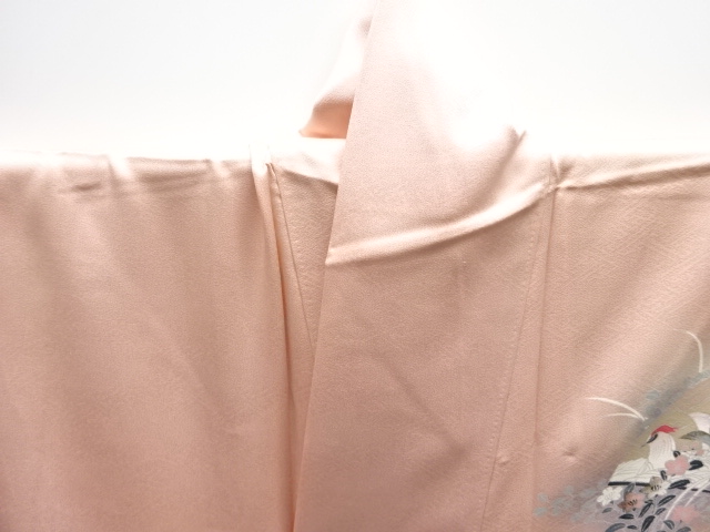  扇面に花鳥・御所車模様訪問着